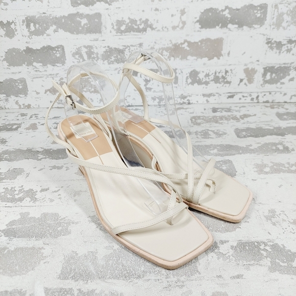 NEW Dolce Vita Gemini Ivory Leather Ankle Strap Wedges W8 - Picture 4 of 12